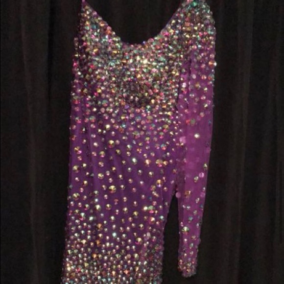 Purple one shoulder homecoming dress - Picture 2 of 3